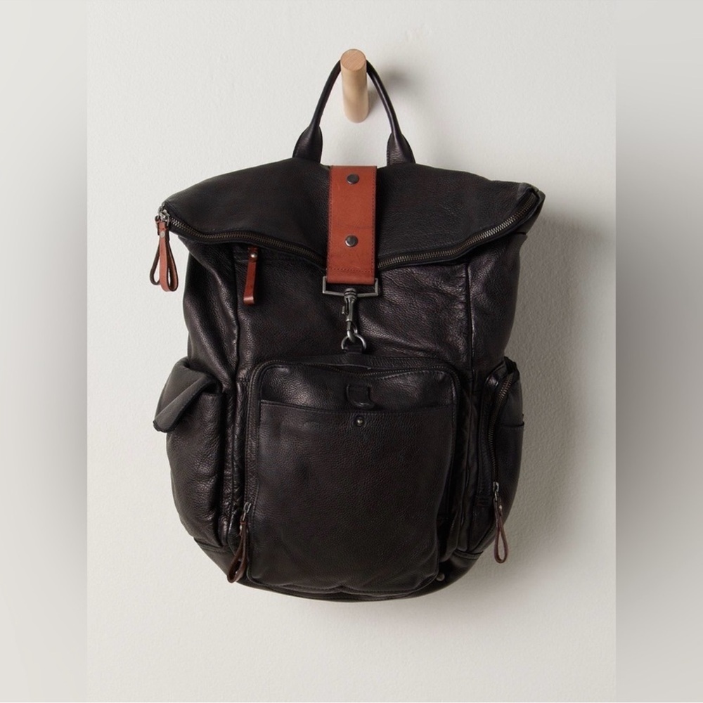Leather Backpack - Black Men’s Everyday Backpack - Picture 2 of 9